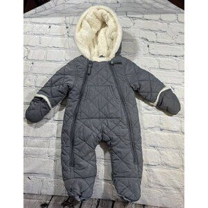 URBAN REPUBLIC Baby Boy's Gray  Faux Fur Lined Quilted Footie Size 3 Months NWOT